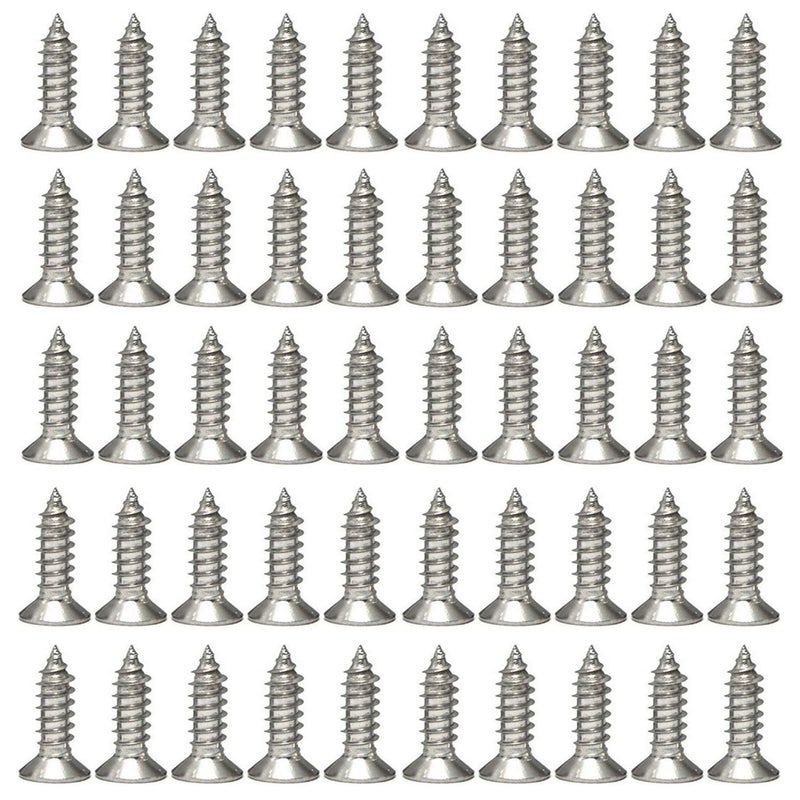 Hulless #6 x 5/8" Wood Screws 304 Stainless Steel Phillips Flat Head Screws Self Tapping Screws 100 Qty. - Image 1